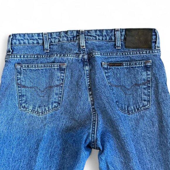 Harley Davidson Blue Denim Straight Wide Leg Jeans size 14 100% Cotton - Picture 4 of 4